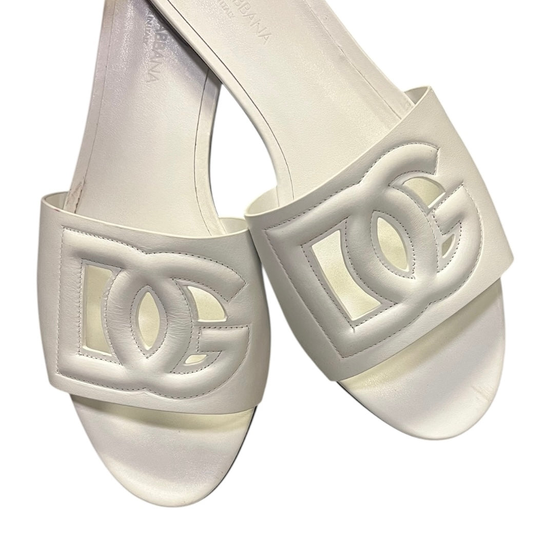 Dolce & Gabbana Monogram Slides in White