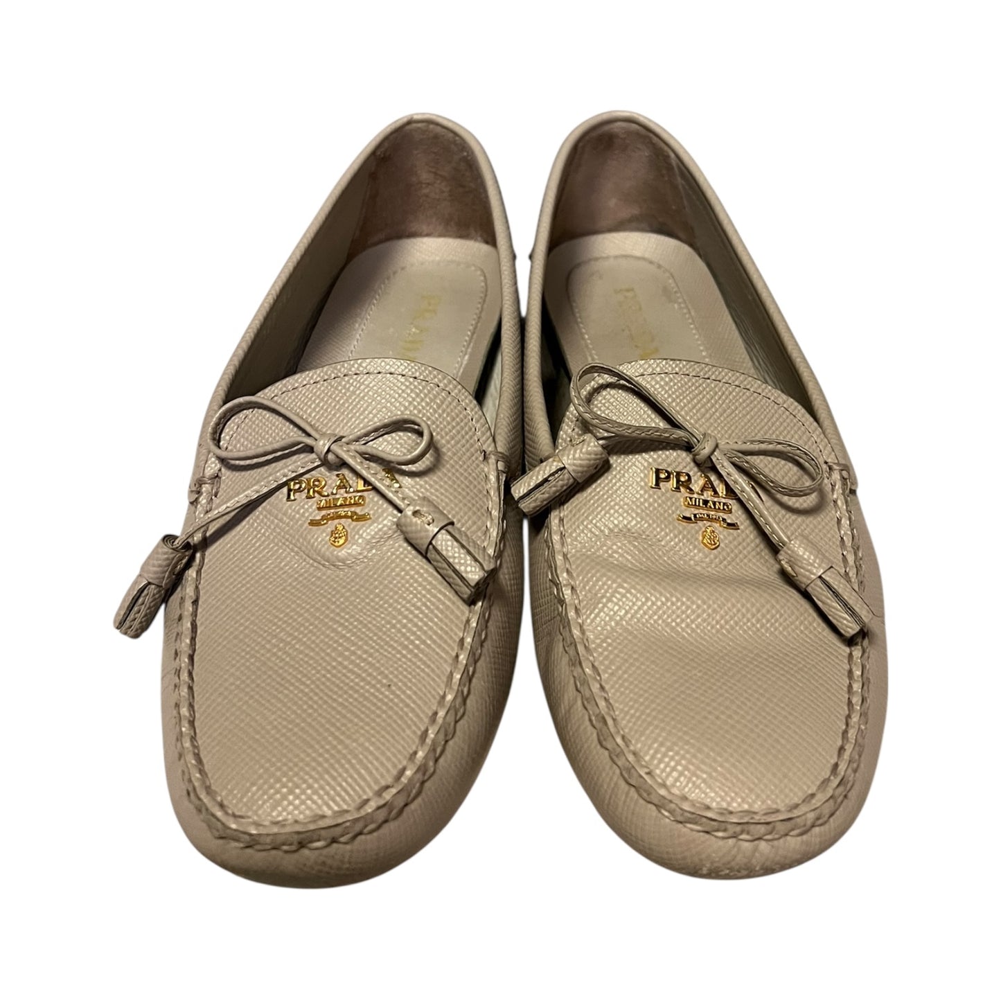 PRADA Saffiano Driving Shoes in Dove |