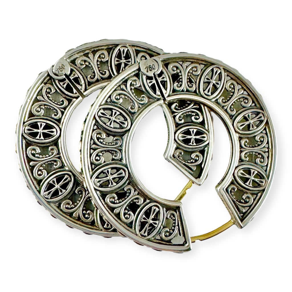 KONSTANTINO Cross Filigree Hoop Earrings 925