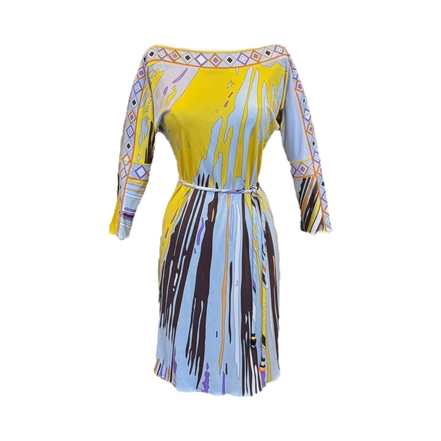 EMILIO PUCCI Drip Print Silk Jersey Dress + Belt | 6
