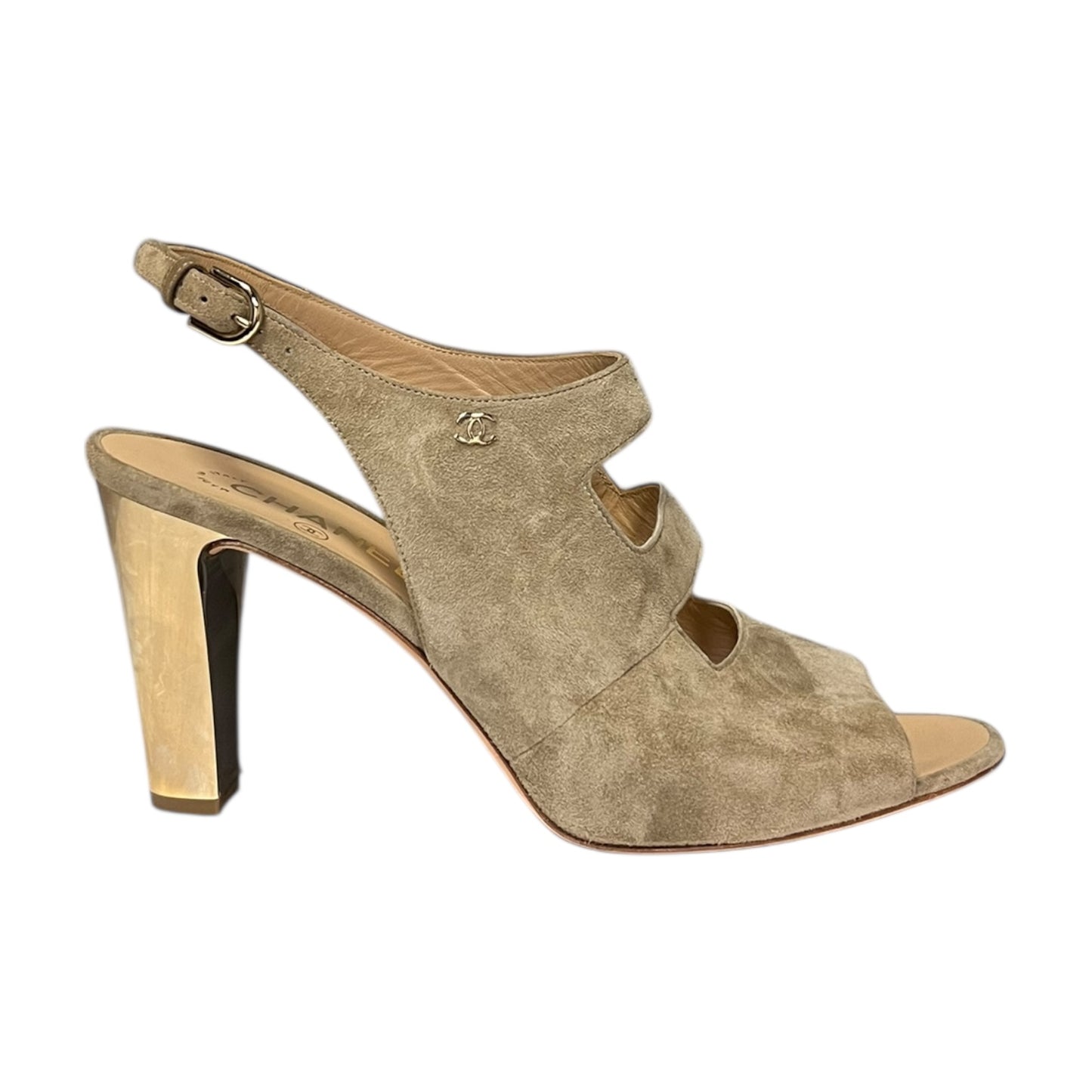 CHANEL Suede Slingbacks in Sand