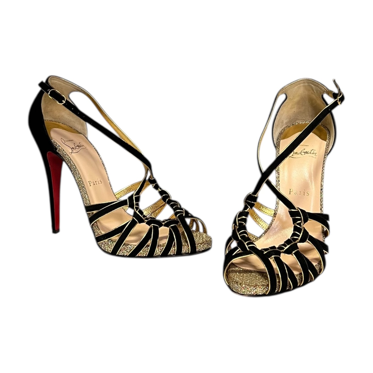 CHRISTIAN LOUBOUTIN Mignon Suede & Glitter Sandal | 40