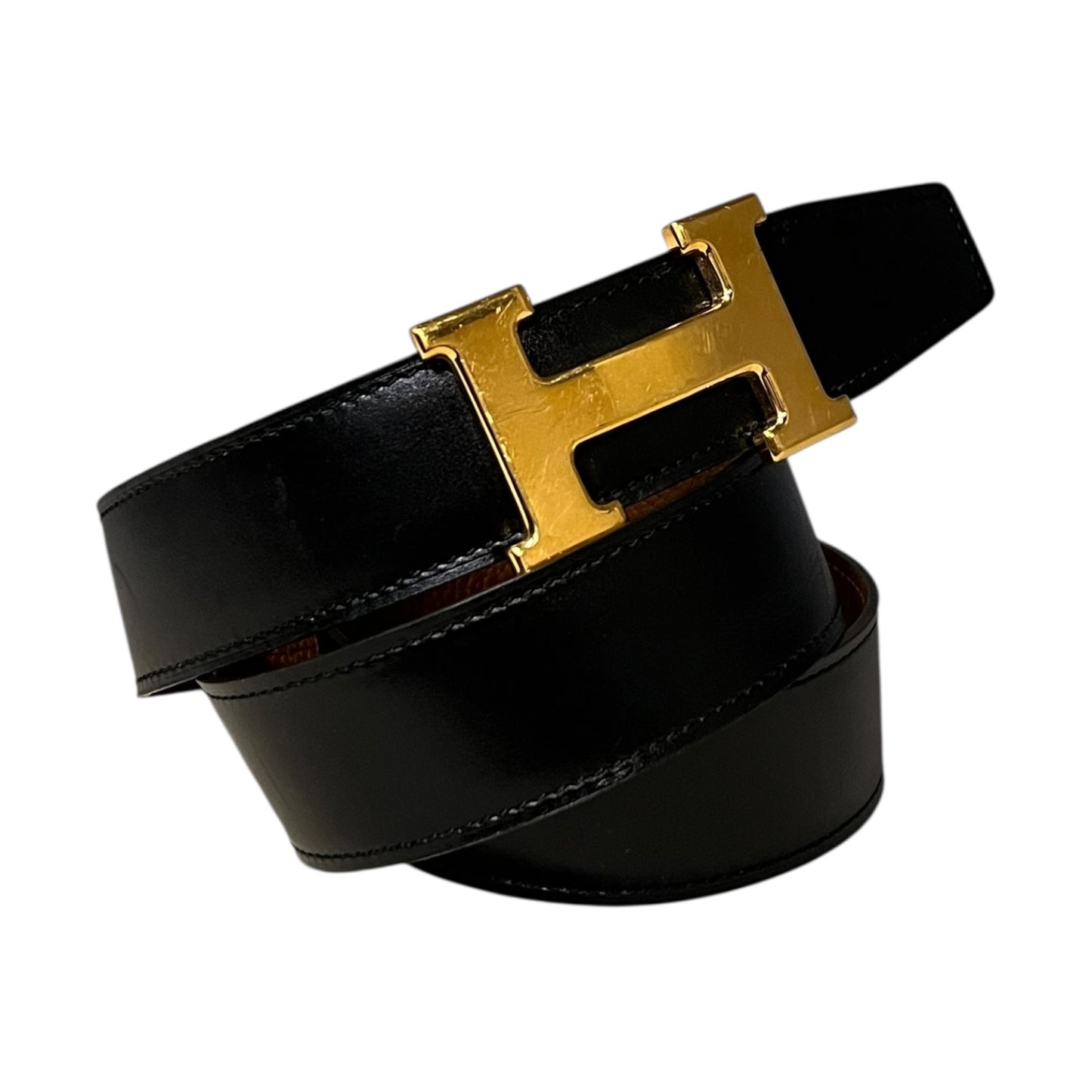 HERMES Reversible H Belt in Black + Tan | 90