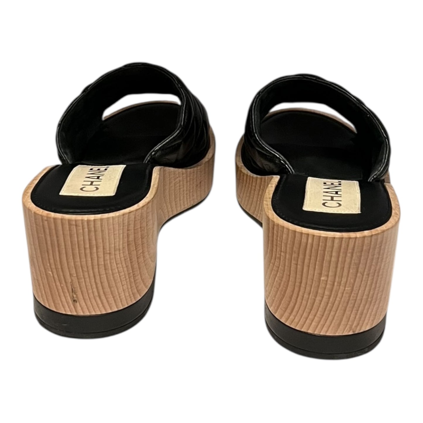 CHANEL Quilted Slide Sandals in Black | 40