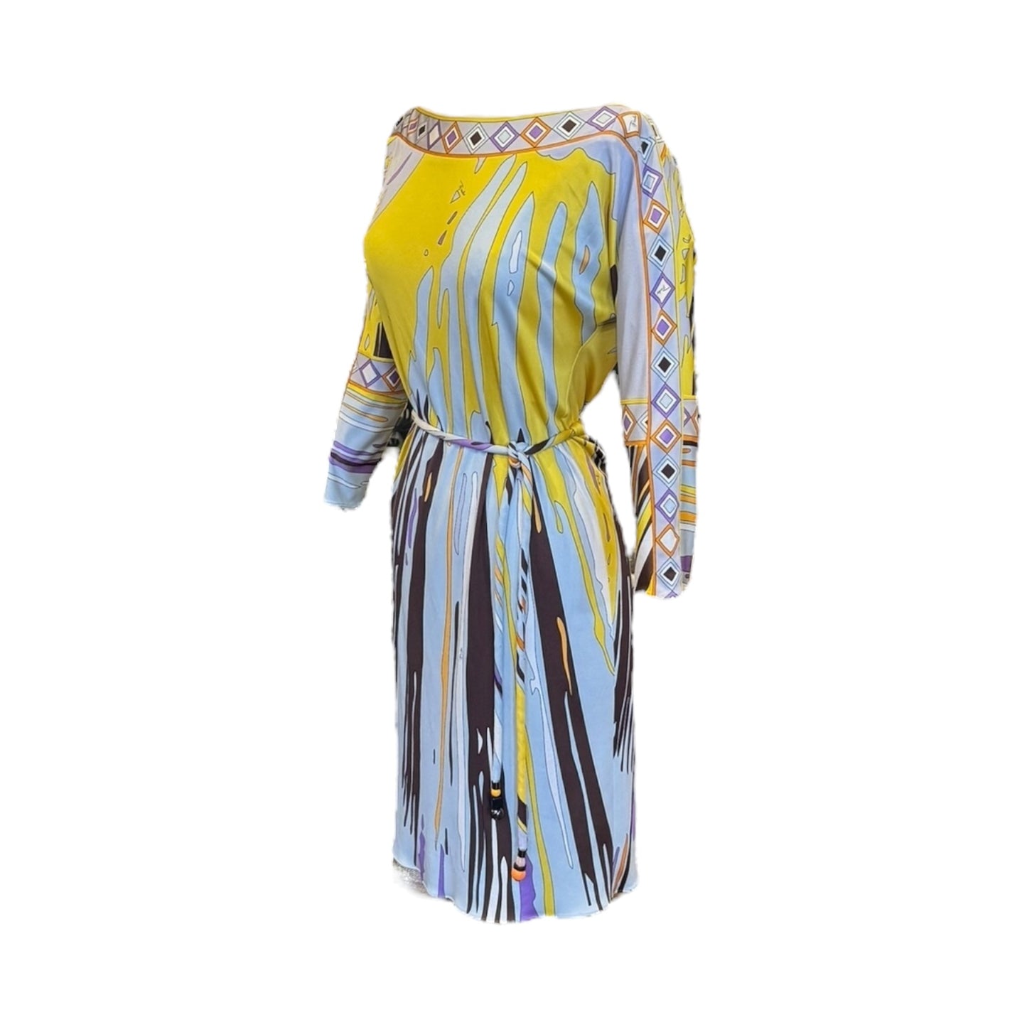 EMILIO PUCCI Drip Print Silk Jersey Dress + Belt | 6