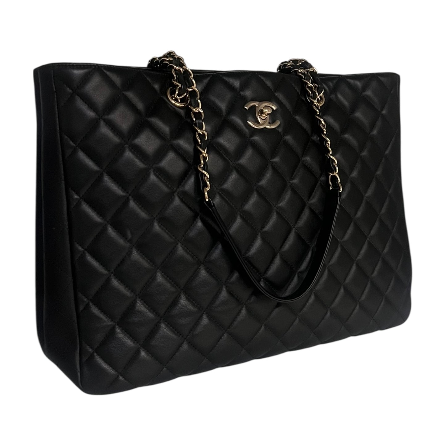CHANEL Quilted Large Shopping Tote in Black