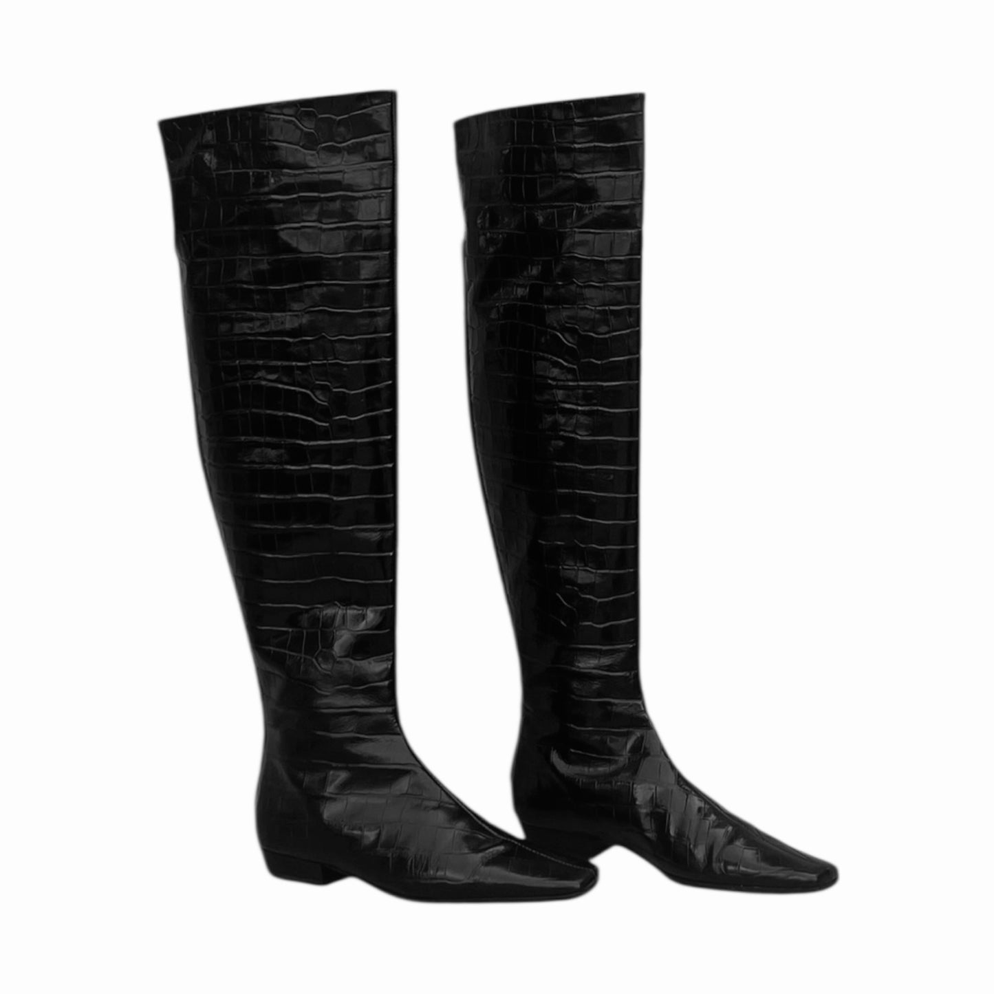 TOTEME Croc Embossed Boots in. Black | 39