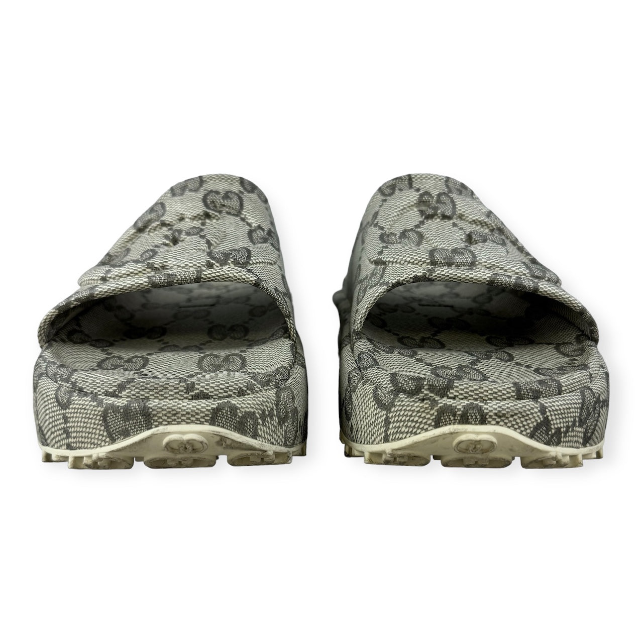 GUCCI Interlocking G Slide Sandals Beige Ebony