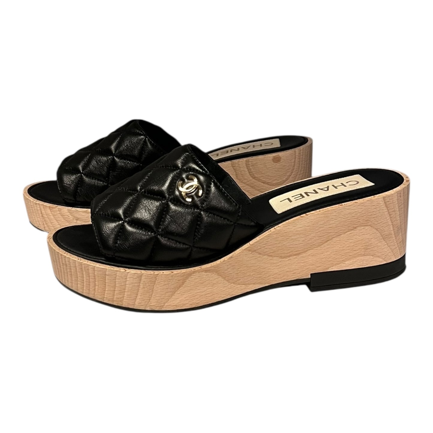 CHANEL Quilted Slide Sandals in Black | 40