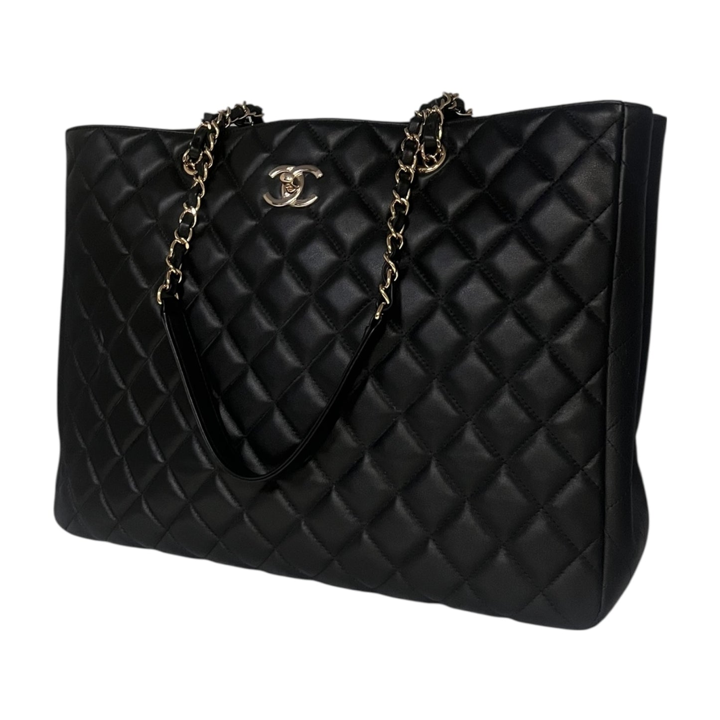 CHANEL Quilted Large Shopping Tote in Black