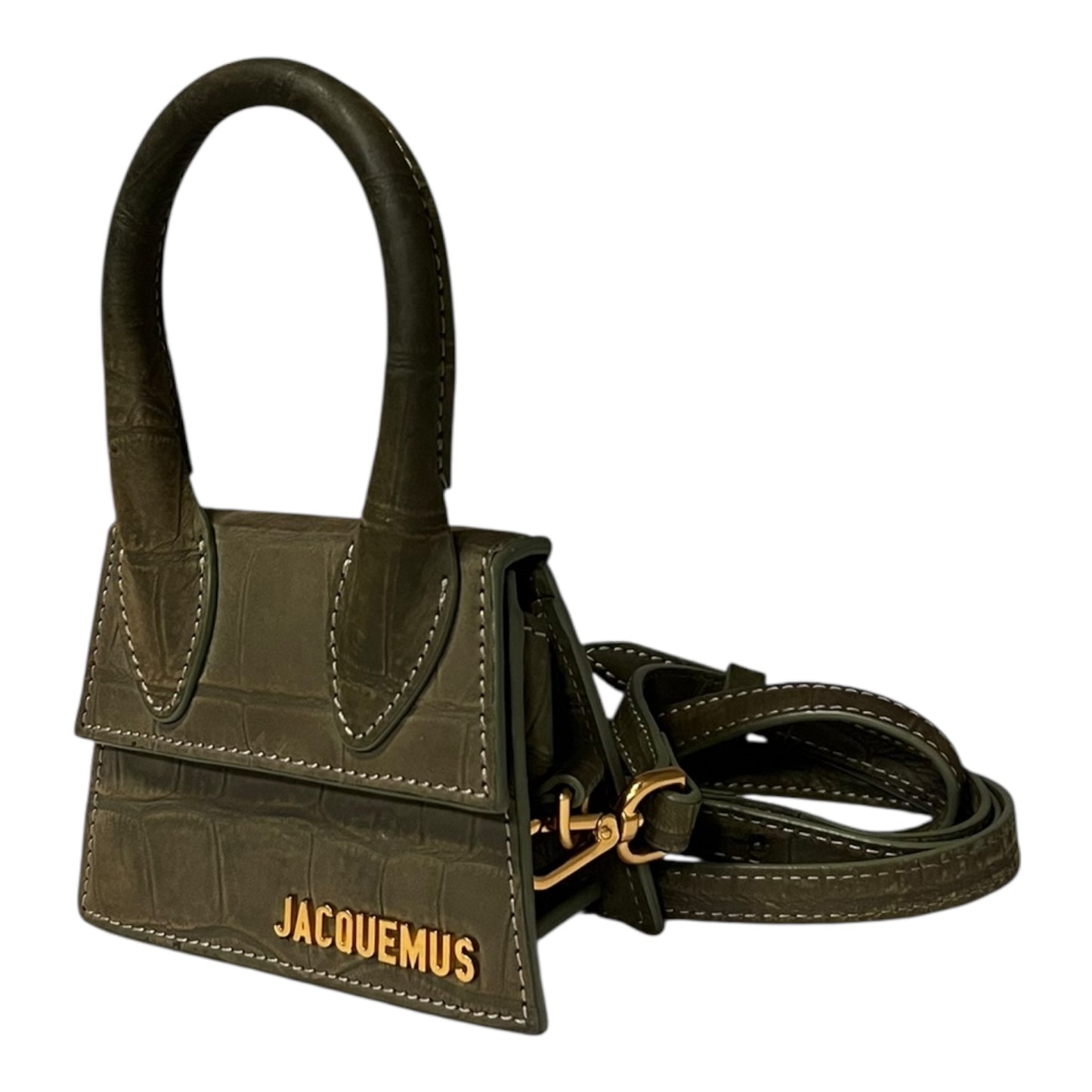 JACQUEMUS Le Chiquito Top Handle Crossbody in Olive