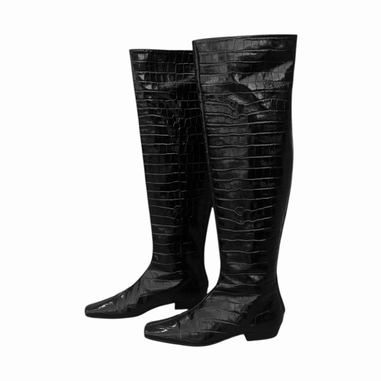 TOTEME Croc Embossed Boots in. Black | 39