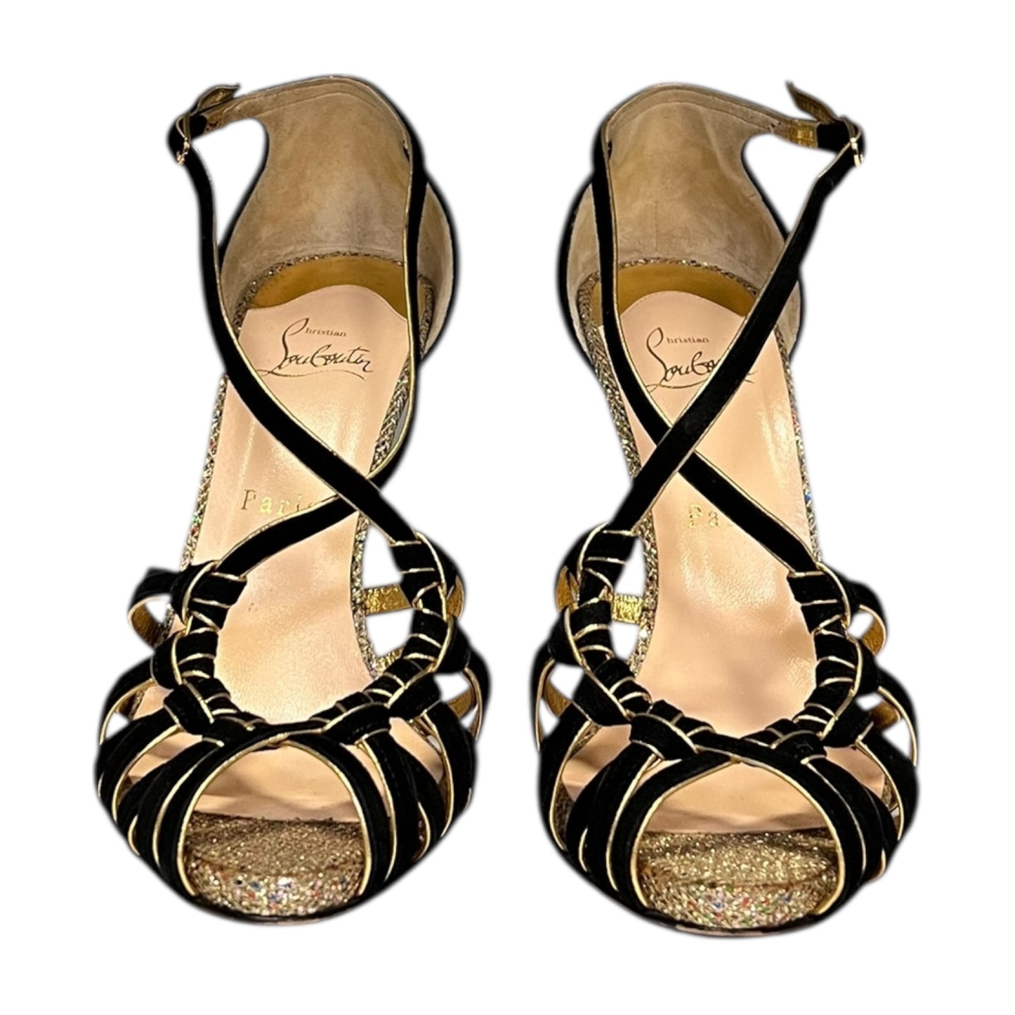 CHRISTIAN LOUBOUTIN Mignon Suede & Glitter Sandal | 40