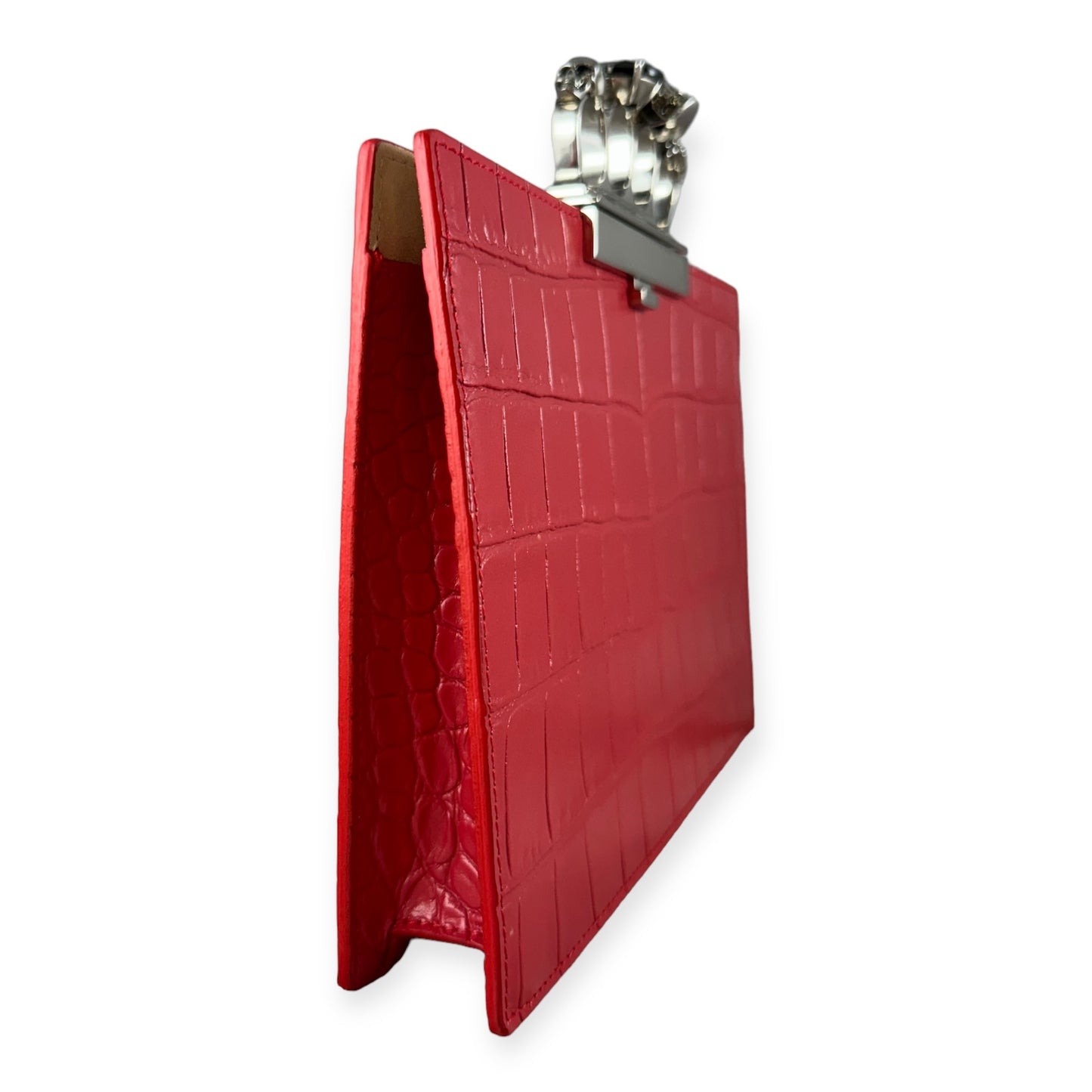 ALEXANDER MCQUEEN Embossed Knuckle Clutch in Red