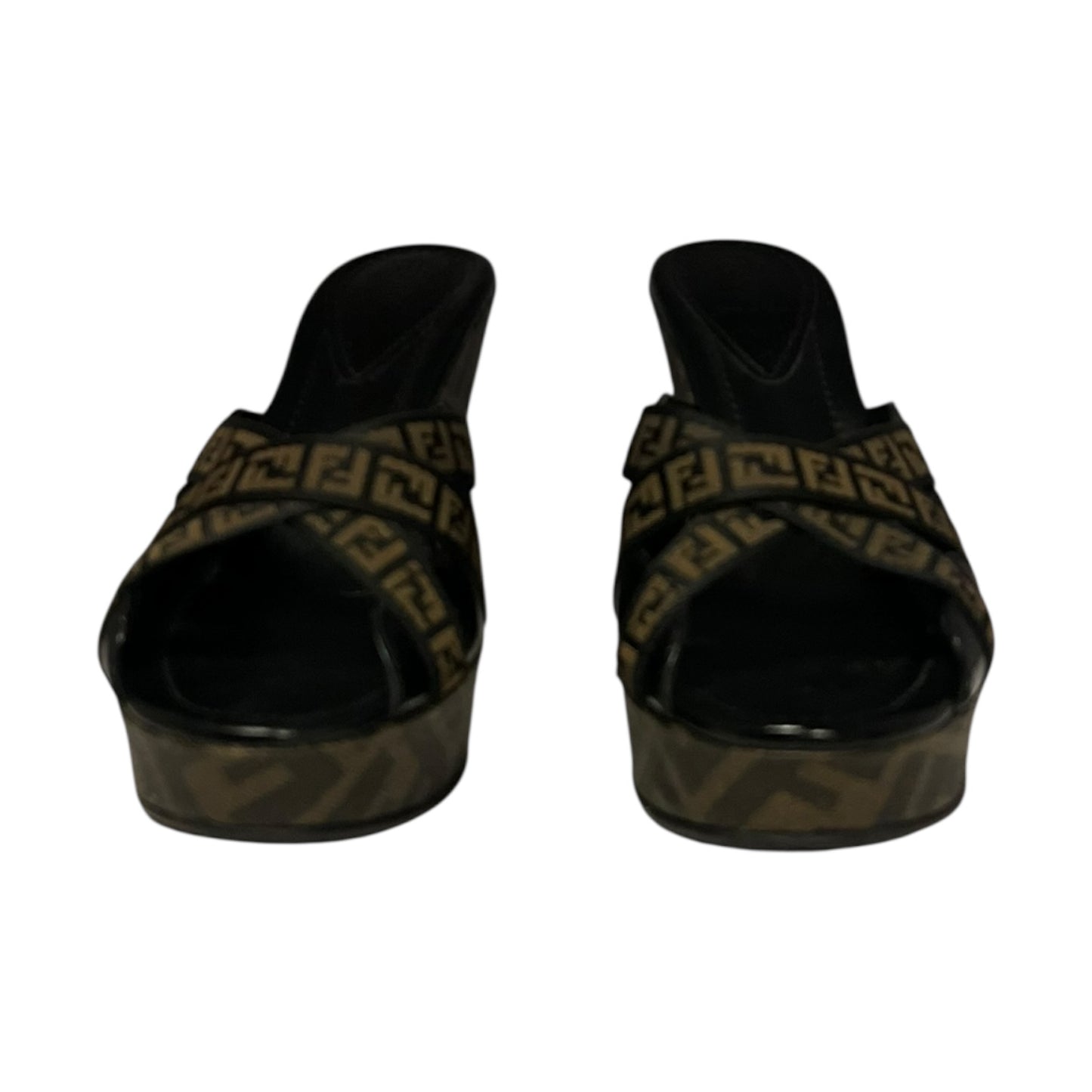 FENDI Zucca Peep Toe Wedges | 39