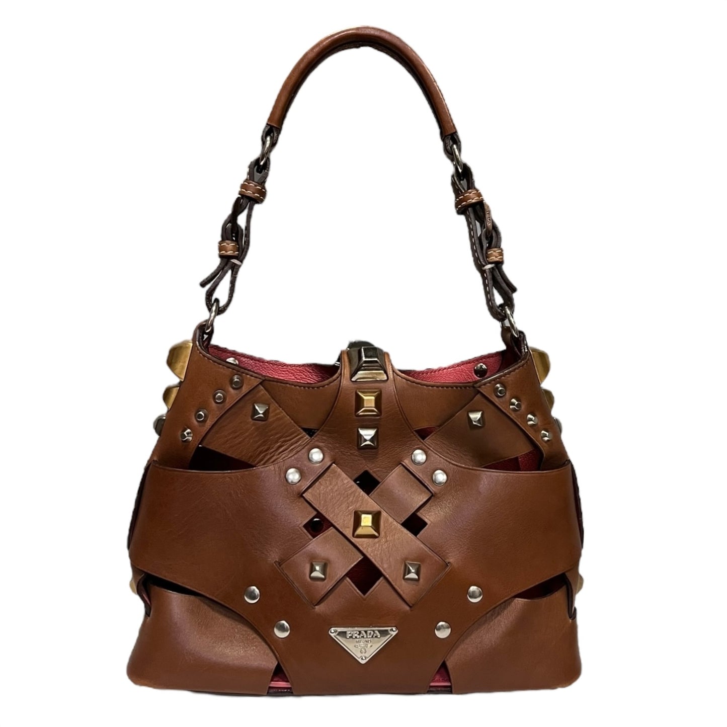 PRADA Studded Shoulder Bag + Pochette