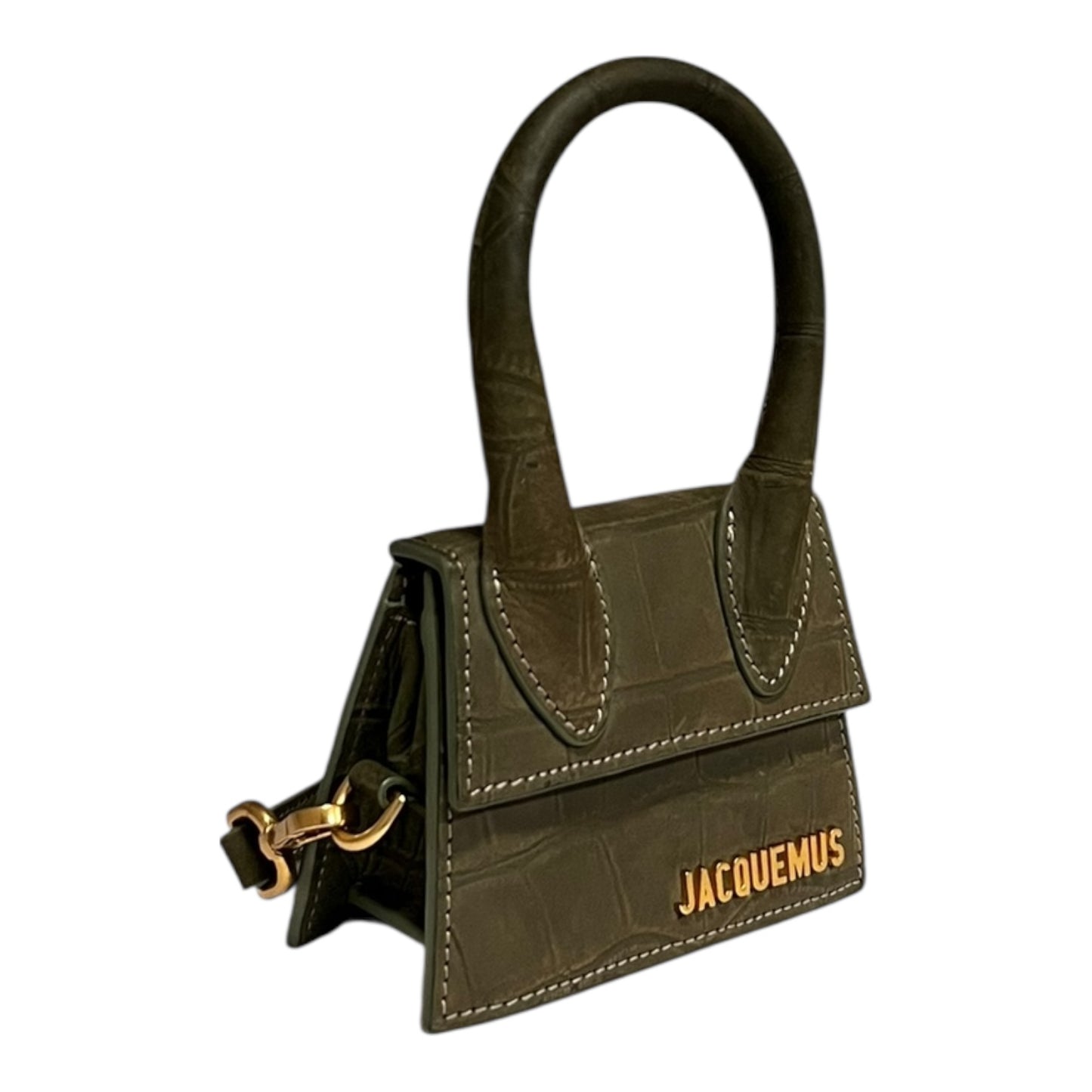 JACQUEMUS Le Chiquito Top Handle Crossbody in Olive
