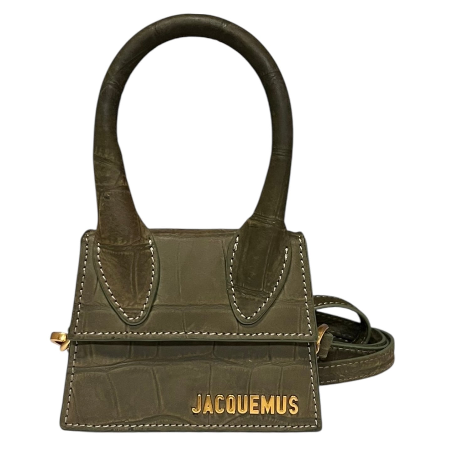 JACQUEMUS Le Chiquito Top Handle Crossbody in Olive