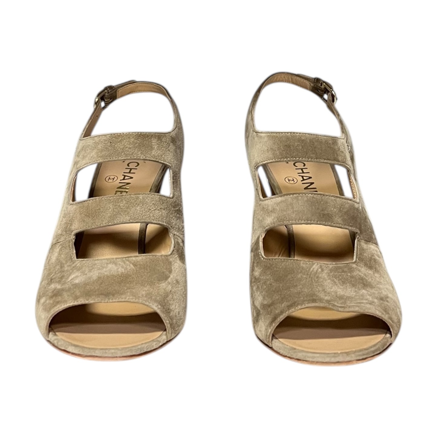 CHANEL Suede Slingbacks in Sand