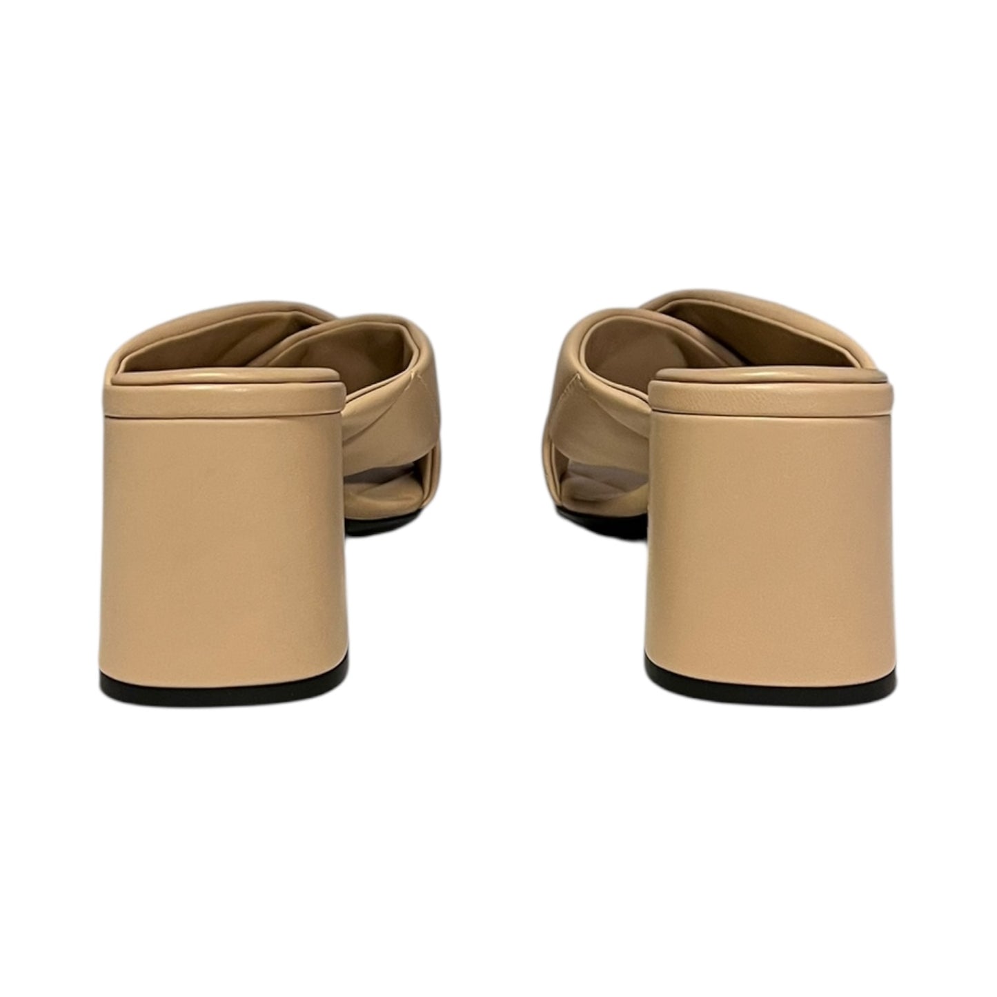 PRADA Quilted Lambskin Crisscross Slides in Sabbia | 35