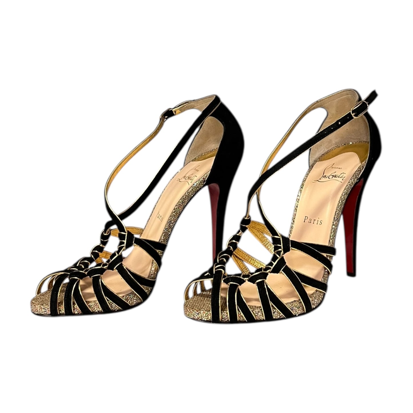 CHRISTIAN LOUBOUTIN Mignon Suede & Glitter Sandal | 40