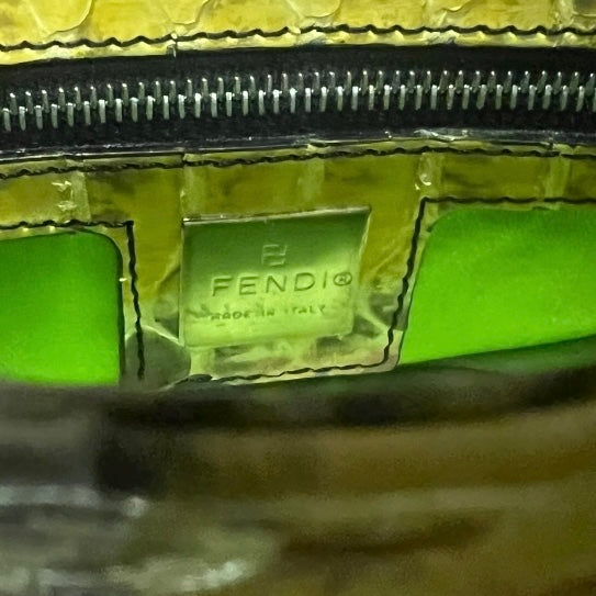 FENDI Embellished Python Baguette