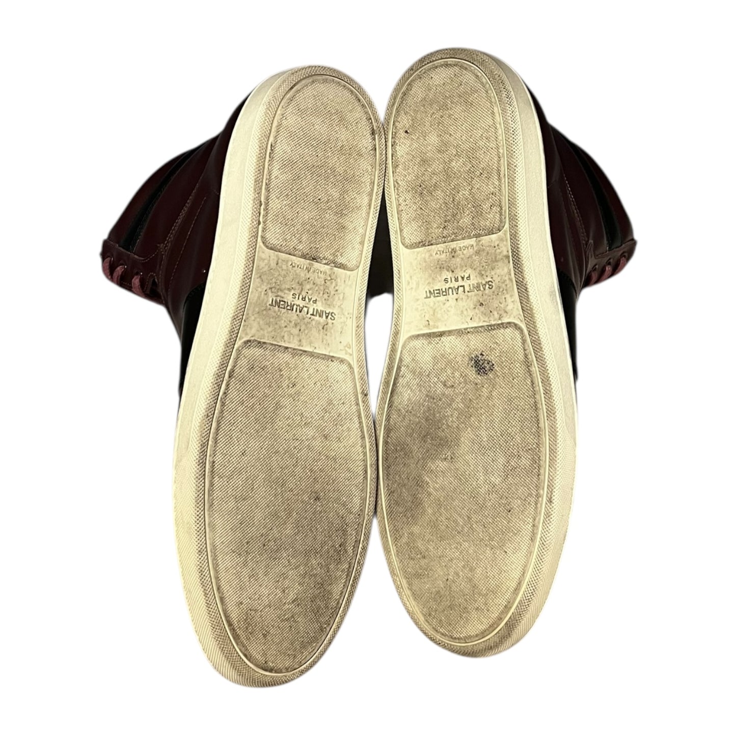 SAINT LAURENT SL10H Hi Top Sneakers in Burgundy & Black |