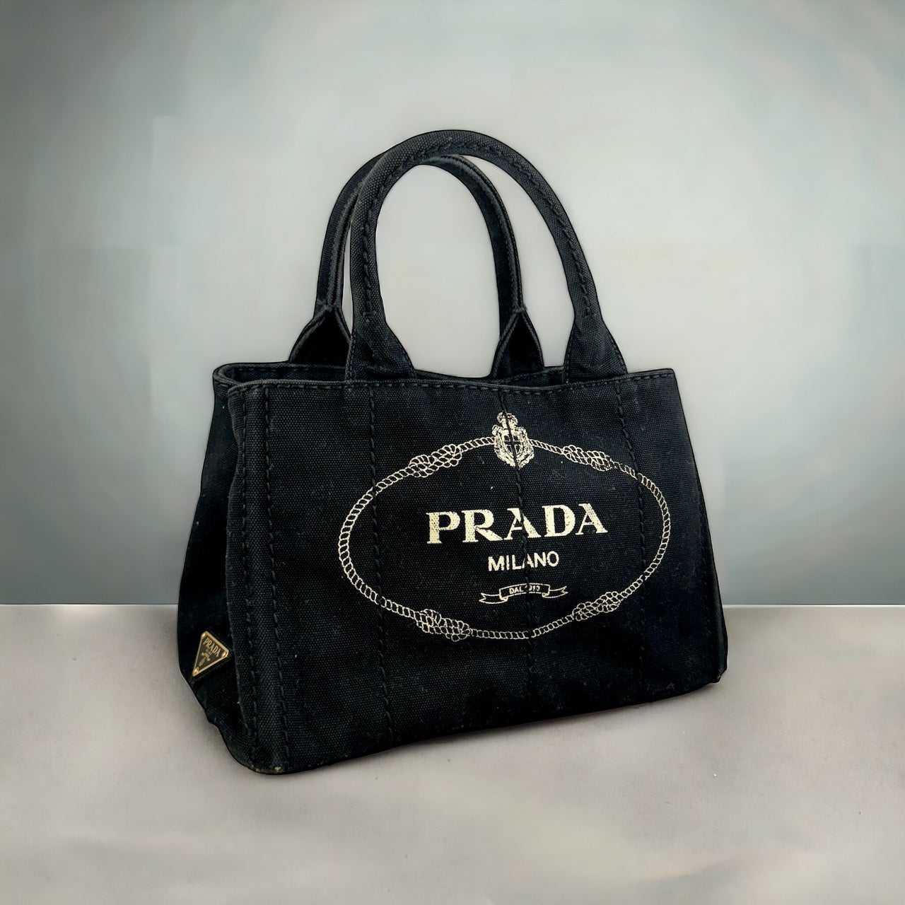PRADA Canapa Logo Tote in Black