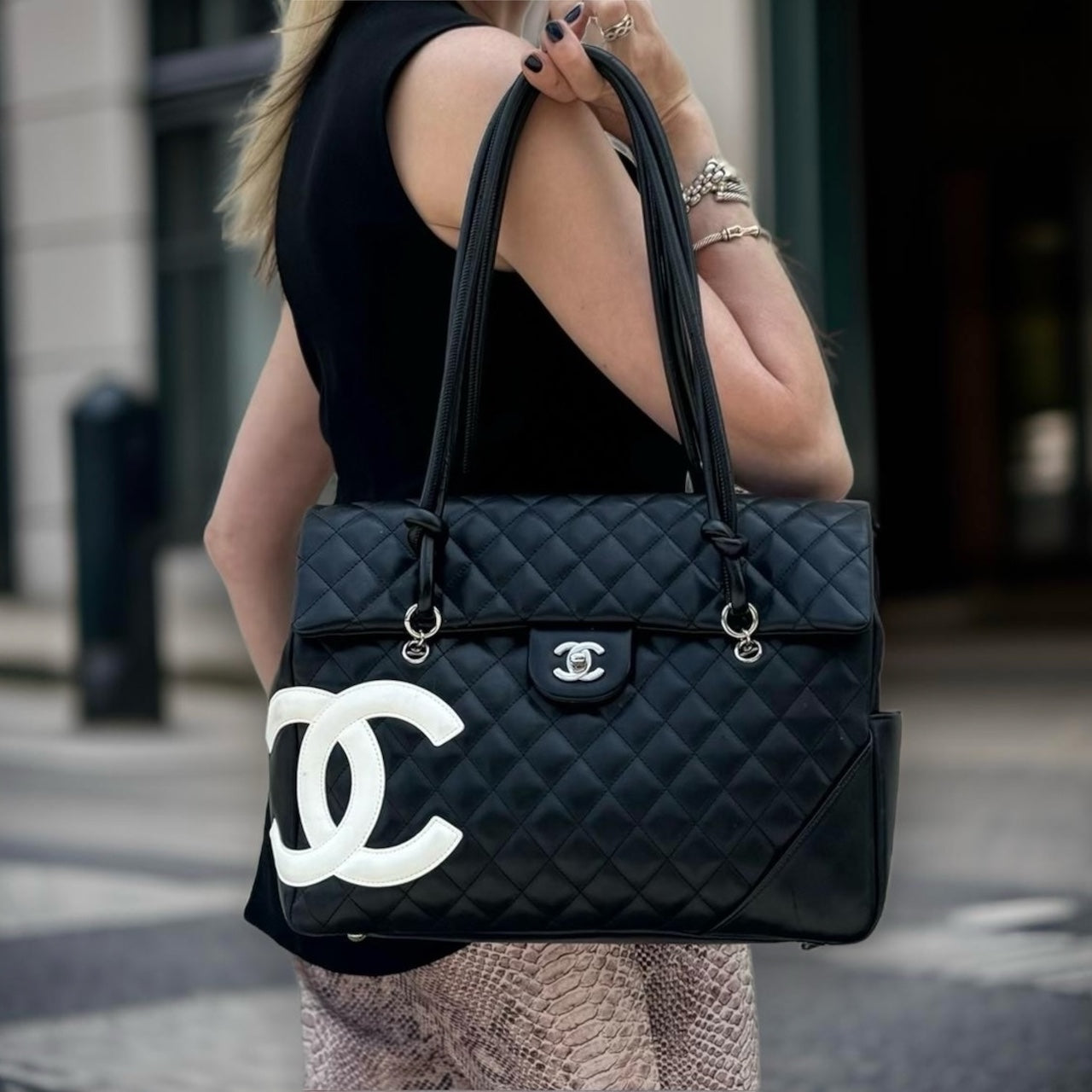 CHANEL Cambon Ligne Flap Bag in Black
