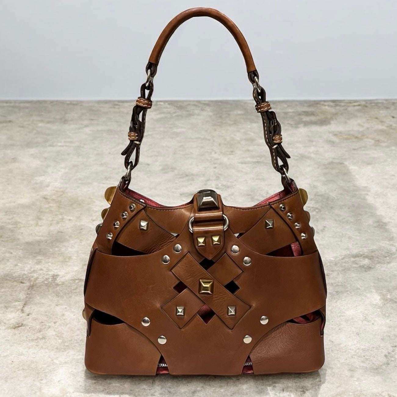PRADA Studded Shoulder Bag + Pochette