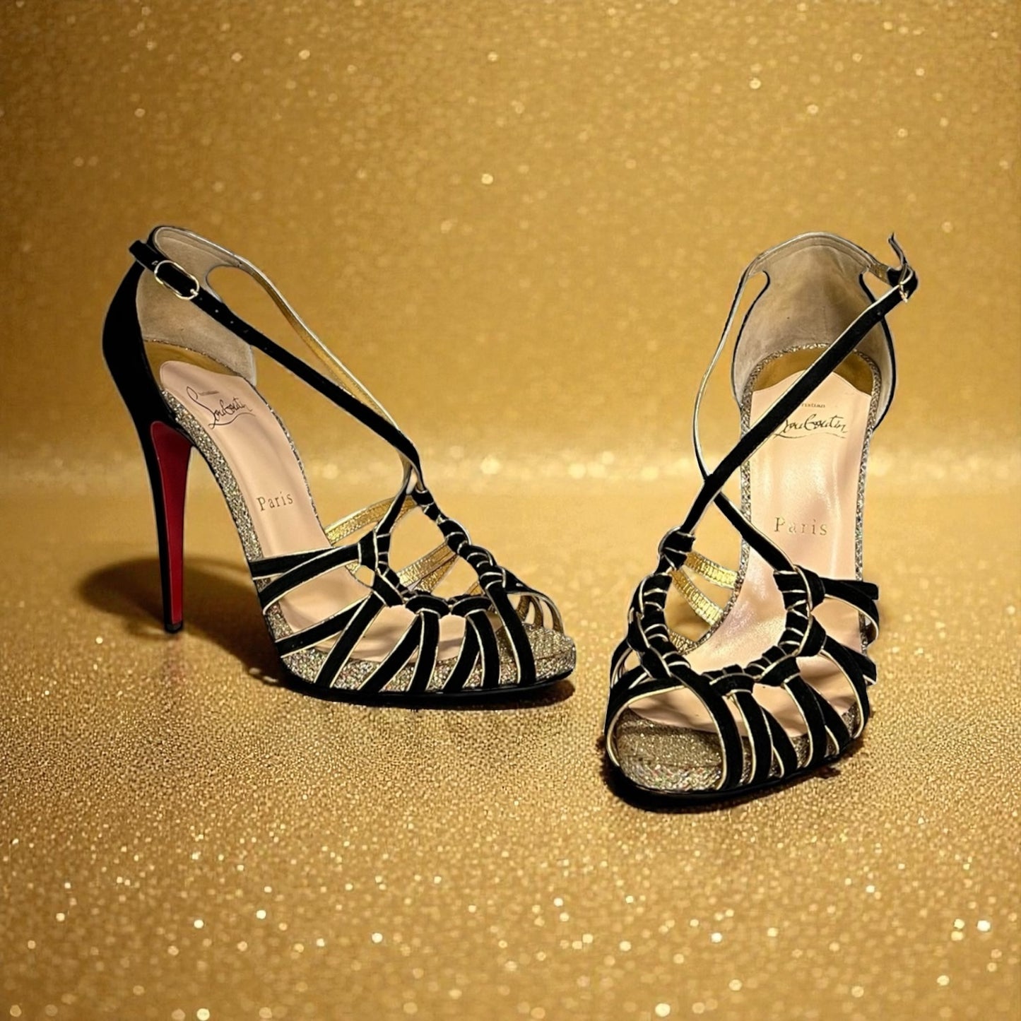 CHRISTIAN LOUBOUTIN Mignon Suede & Glitter Sandal | 40