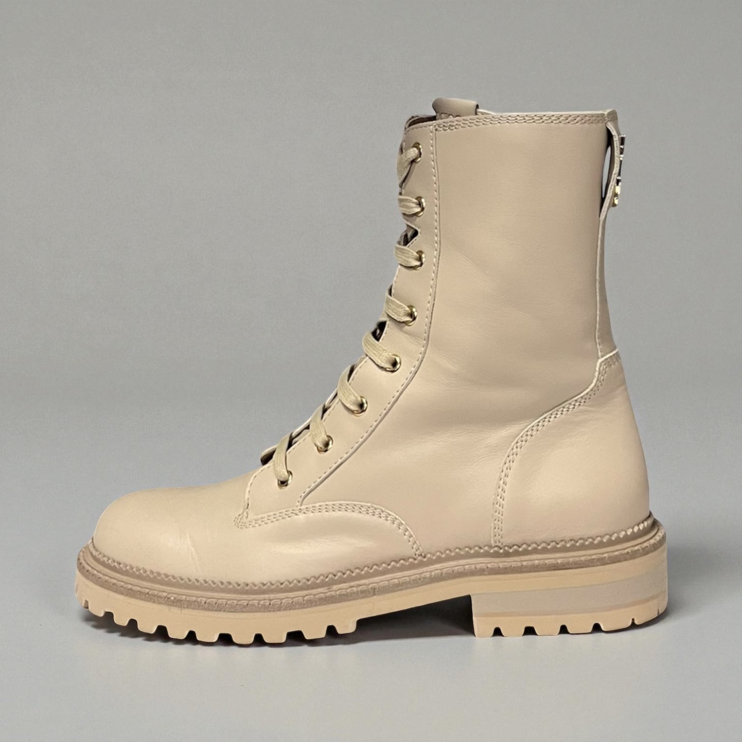 JIMMY CHOO Flat Combat Boots in Light Sand | 40.5 – More Than You