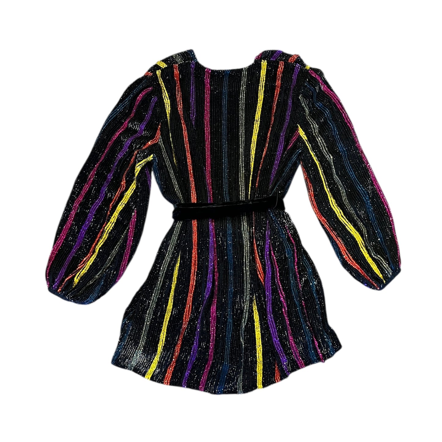 RETROFETE Sequin Stripe Robe Mini Dress | S