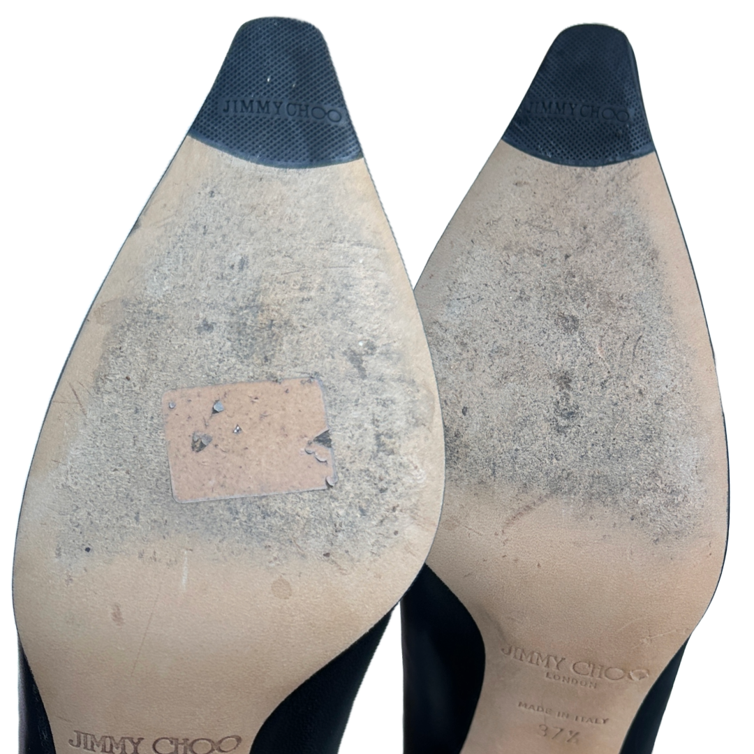 JIMMY CHOO Black Leather Boots | Size 37.5