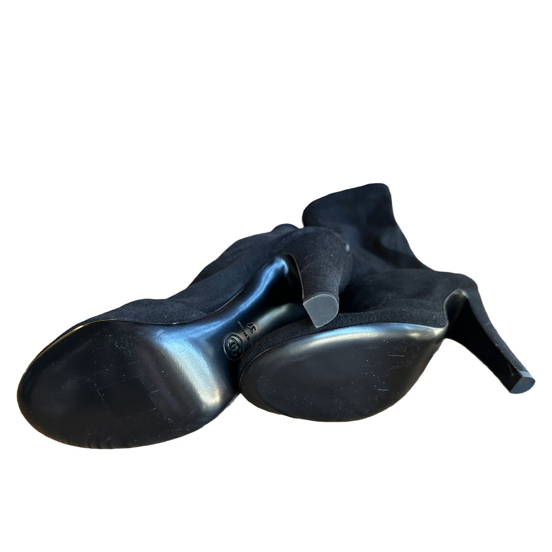 CHANEL Black Stretch Lambskin Ankle Boots (15A Collection) | Size 37