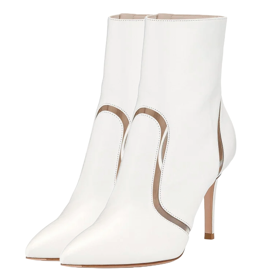 GIANVITO ROSSI White and Transparent Boots | Size 38.5