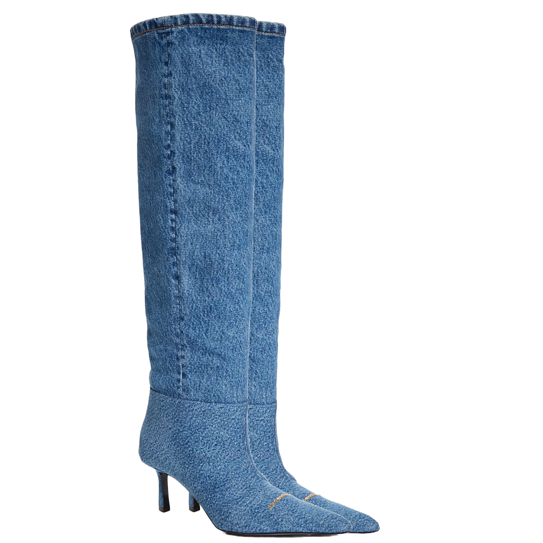 ALEXANDER WANG Viola Denim Slouch Boots | Size 36.5