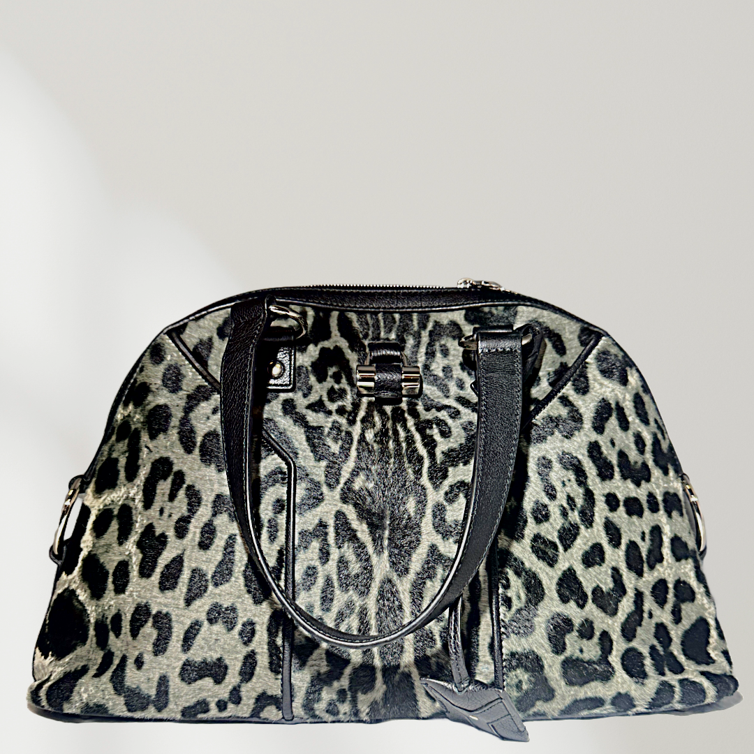 SAINT LAURENT Snow Leopard Muse Top Handle Bag