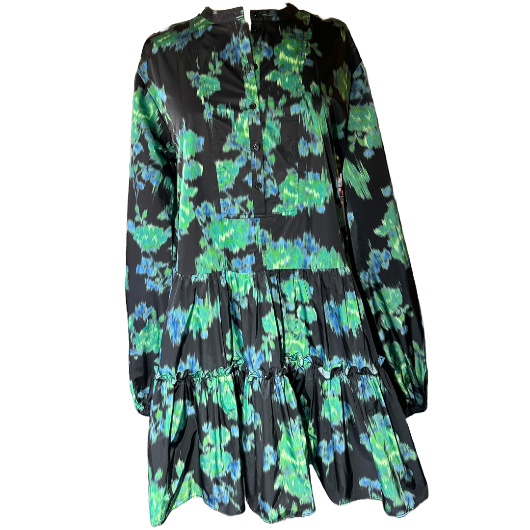 Zac Posen Ikat-Print Long-Sleeve Mini Shirtdress (Size 10)