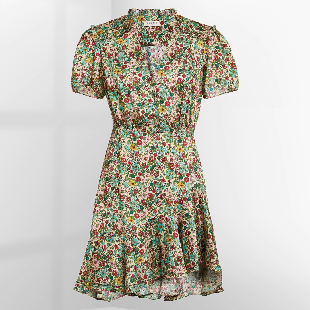sandro green dress SANDRO PARIS Ruffle-Detail Fee Dress