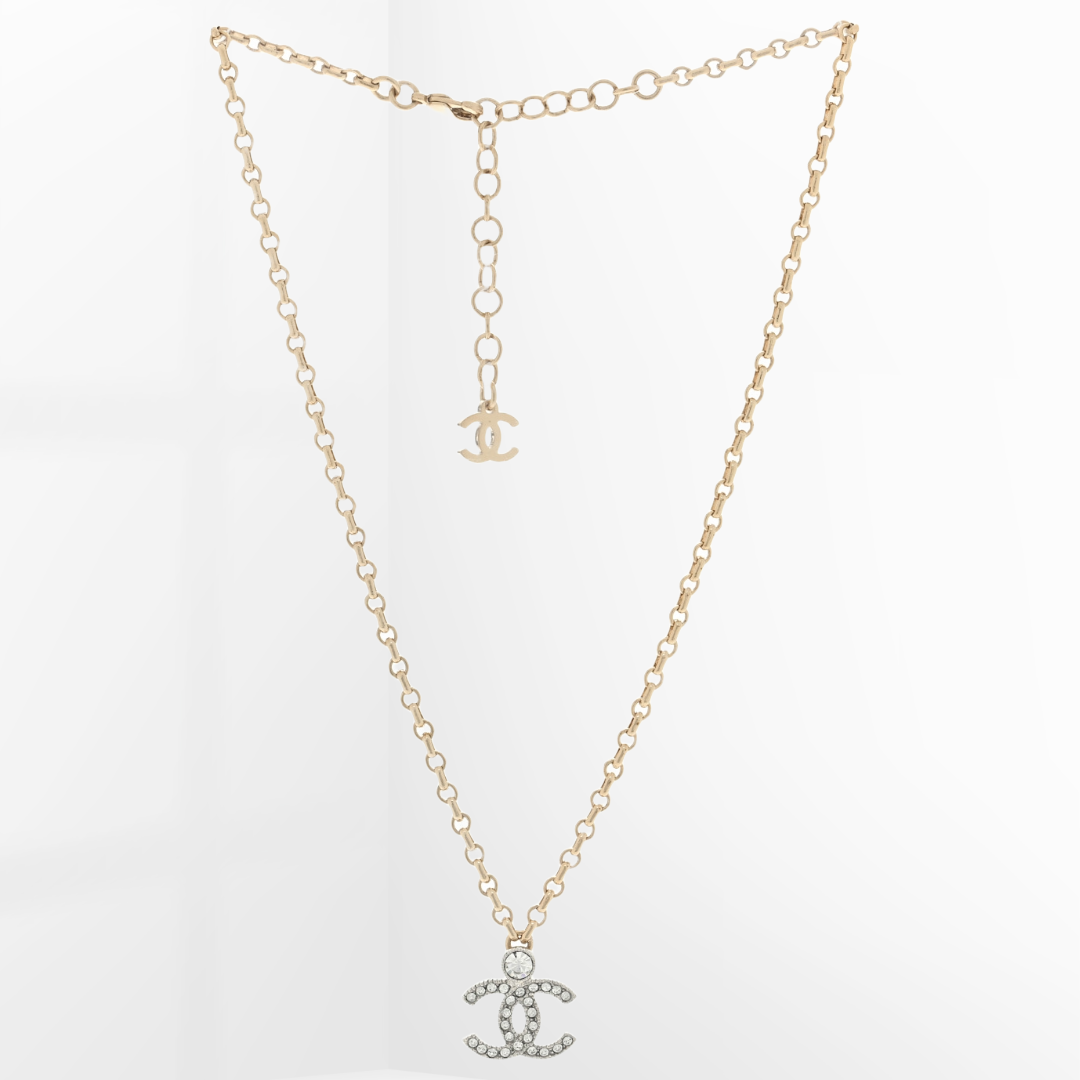 CHANEL Strass CC Pendant Necklace