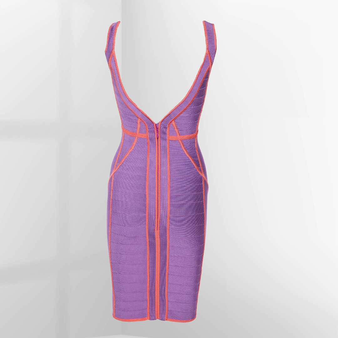 Hervé Léger Saint Tropez Bandage Dress in Purple and Orange | L