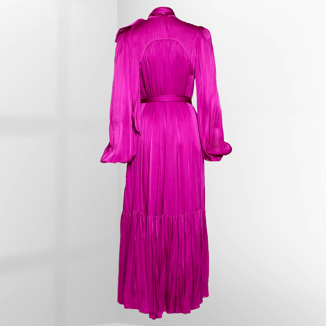 ZIMMERMANN Tie Neck Silk Midi Dress | Small