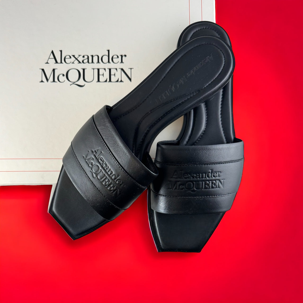 ALEXANDER MCQUEEN Slide Sandals in Black | Size 38