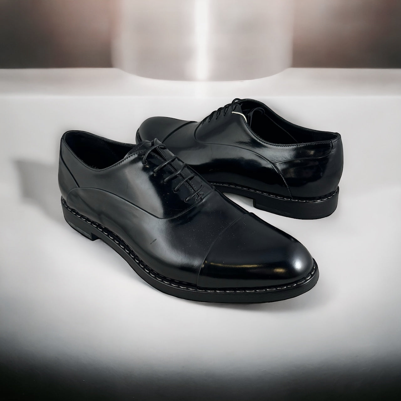 GIORGIO ARMANI High Polish Oxfords in Black | Size 10