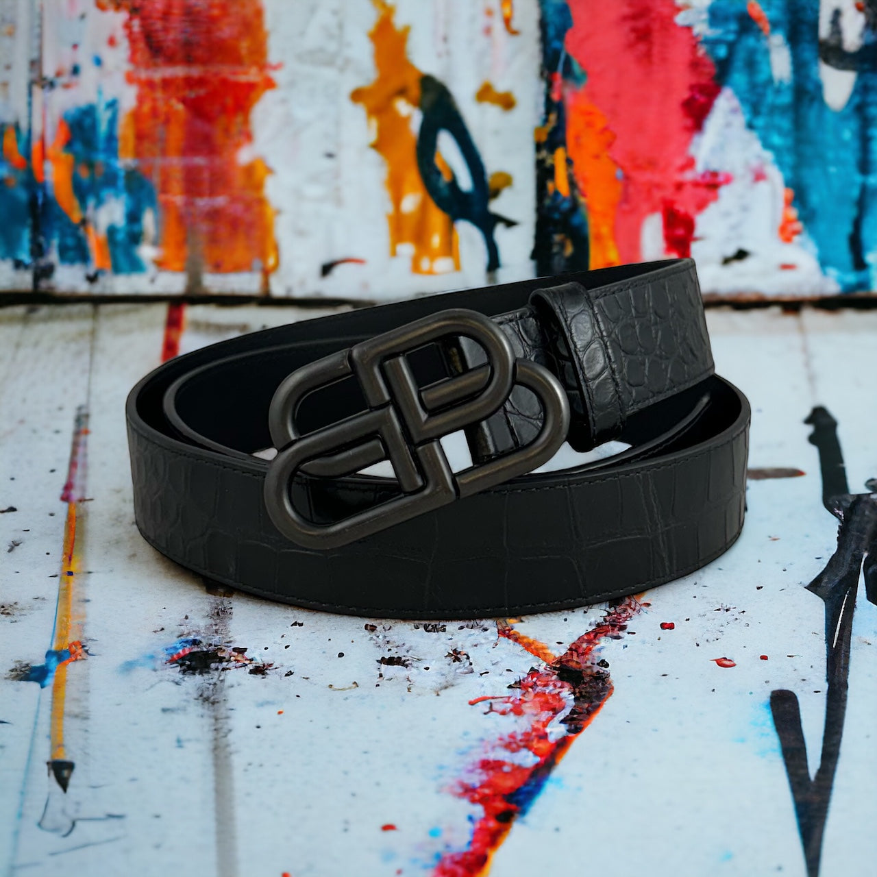 Balenciaga BB Embossed Belt in Black | Size 105