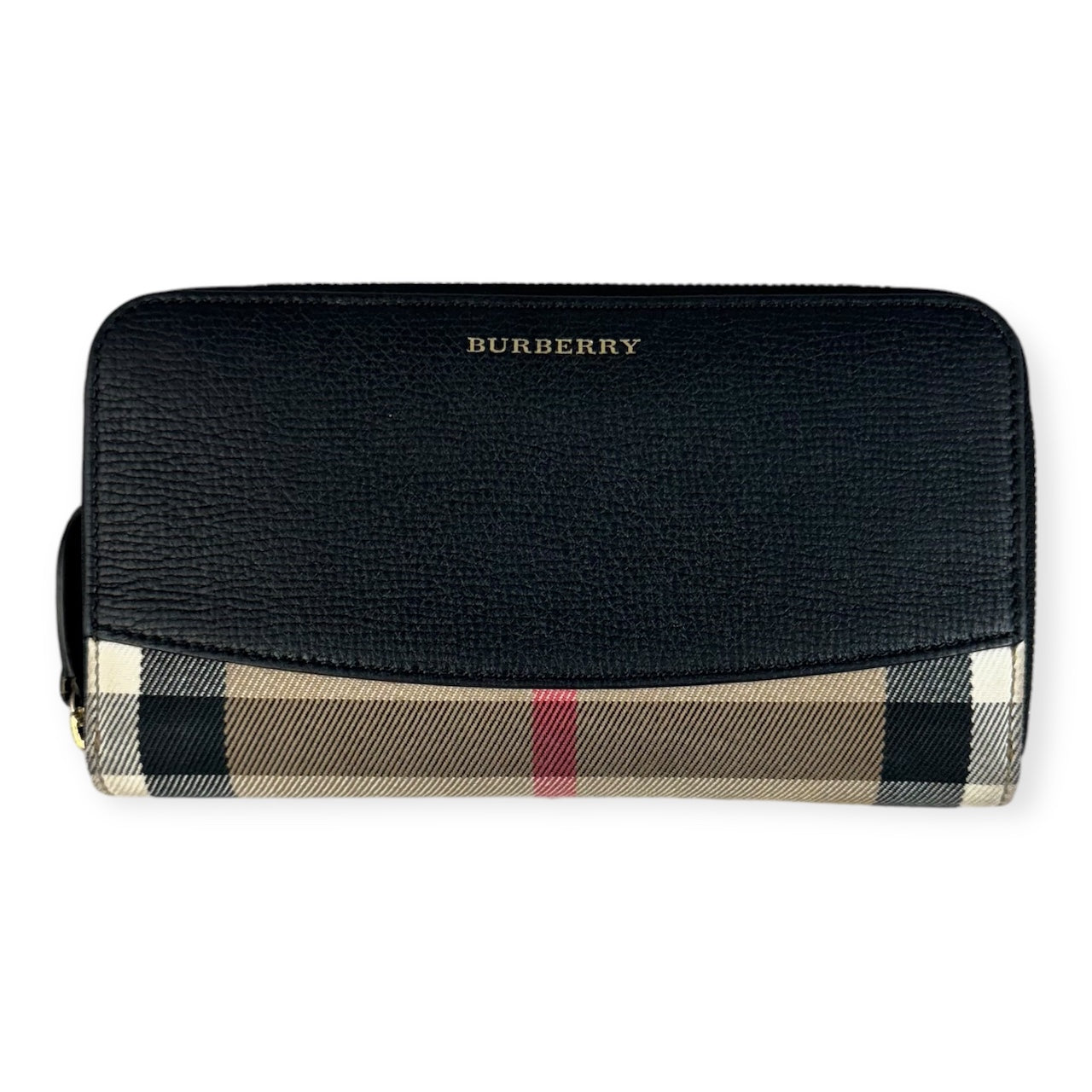 BURBERRY Check Zip Wallet in Beige Black