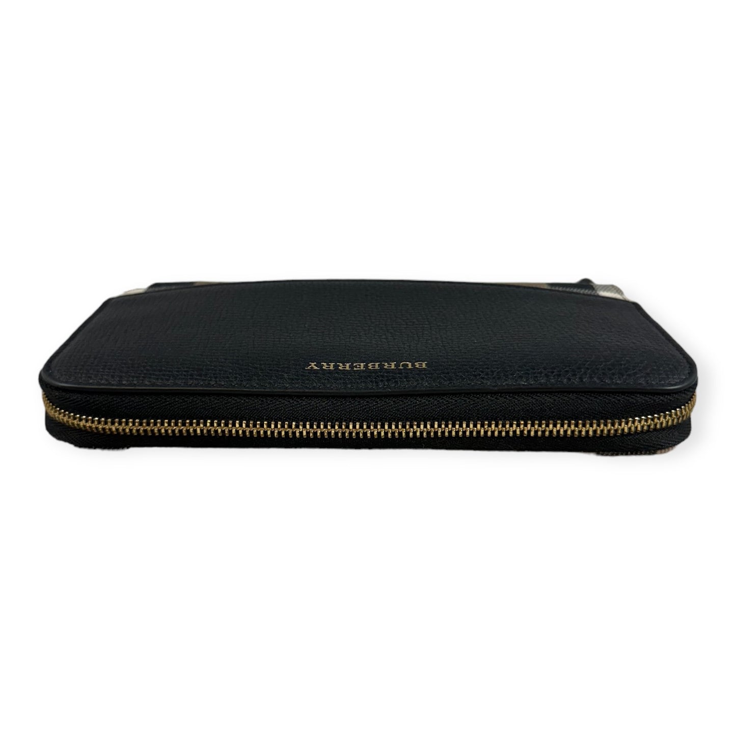 BURBERRY Check Zip Wallet in Beige Black