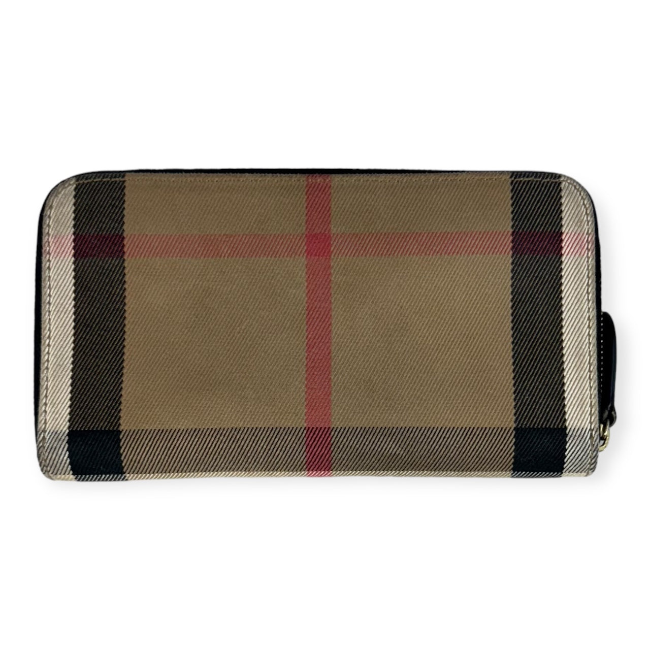 BURBERRY Check Zip Wallet in Beige Black