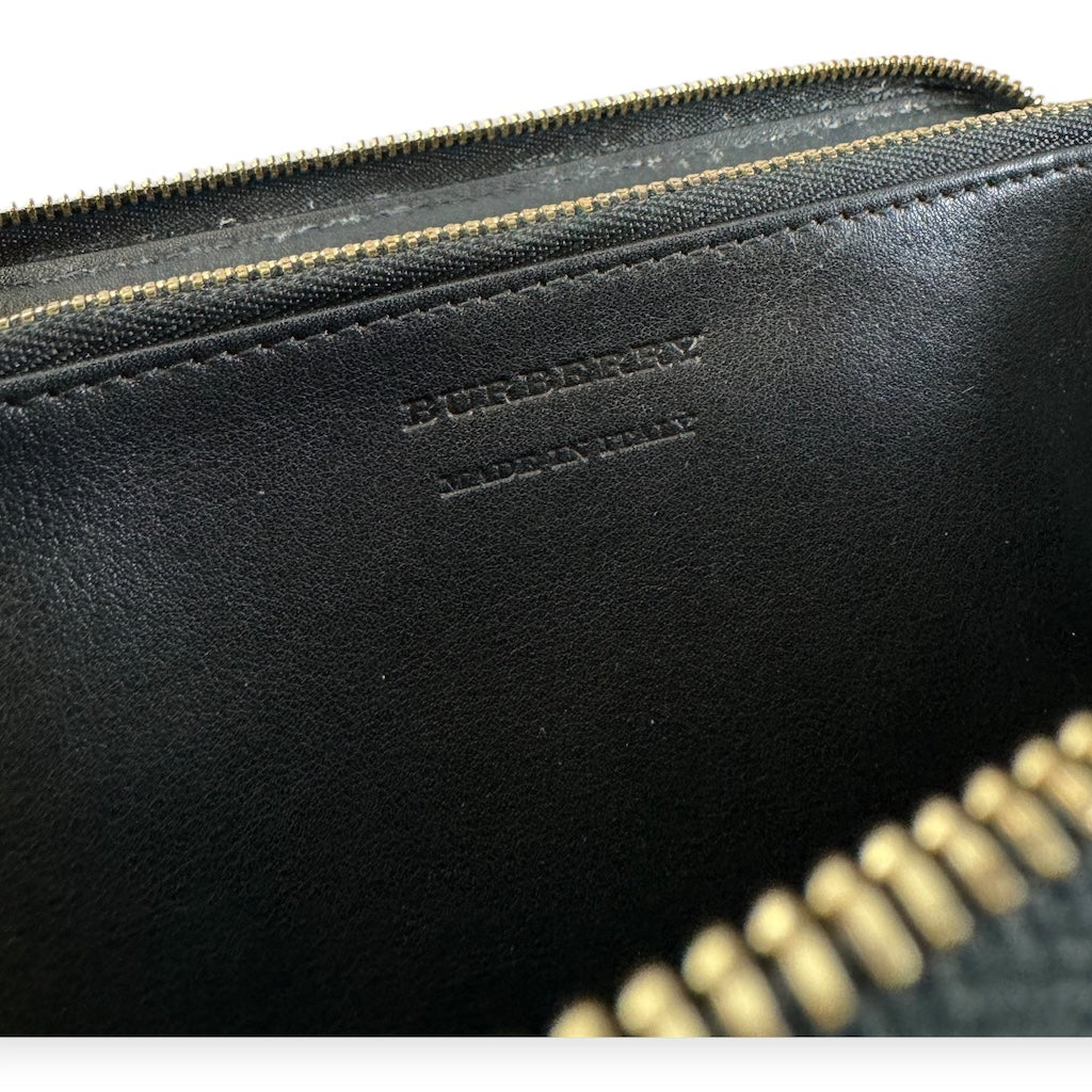 BURBERRY Check Zip Wallet in Beige Black